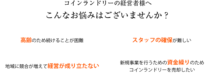 コインランドリーの経営者様へ こんなお悩みはございませんか？